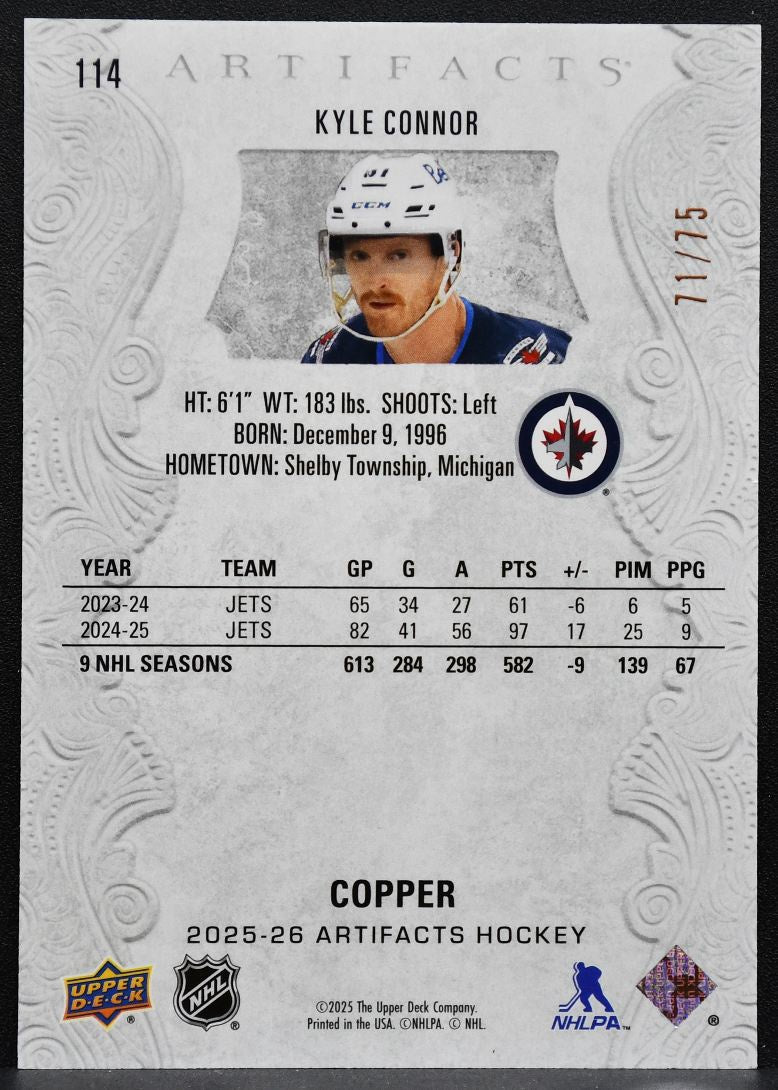 2025-26 Upper Deck Artifacts Copper Kyle Connor 114 Winnipeg Jets 71/75 1259