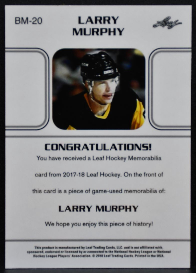 2017-18 Leaf 1990 Memorabilia Larry Murphy BM-20 Jersey 5401