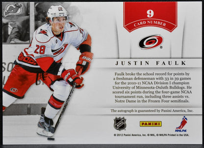 2011-12 Panini Contenders NHL Ink Justin Faulk 9 Auto 5600