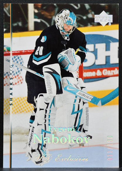 2007-08 Upper Deck UD Exclusives Evgeni Nabokov 78 San Jose Sharks 011/100 2928