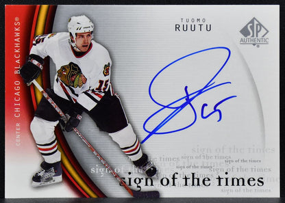 2005-06 SP Authentic Sign of the Times Tuomo Ruutu TU Auto 9828