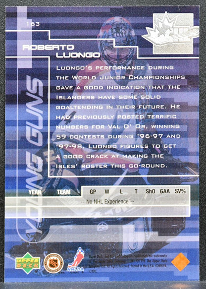 1999-100 Upper Deck Young Guns Roberto Luongo 163 New York Islanders RC 5121