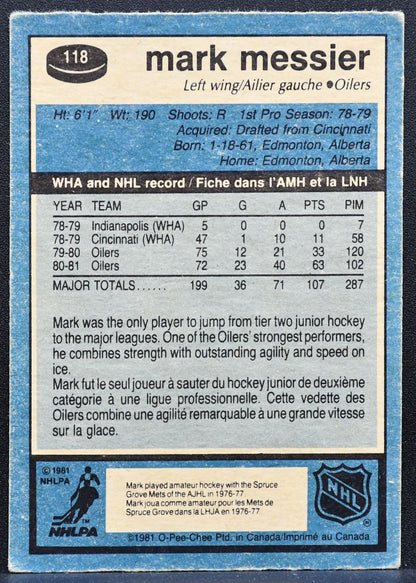 1981-82 O-Pee-Chee Mark Messier 118 Edmonton Oilers 9010