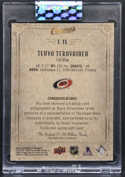 2021-22 UD Clear Cut Champs Teuvo Teravainen C-TE Carolina Hurricanes Auto 14/25