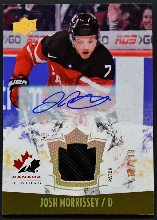 2015-16 UD Team Canada Juniors Base Jerseys Morrissey Canada Auto /199 Patch