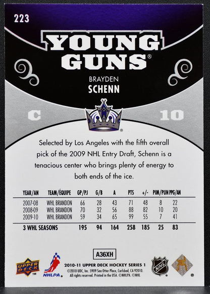 2010-11 Upper Deck Series 1 Young Guns Brayden Schenn Los Angeles Kings RC 7691