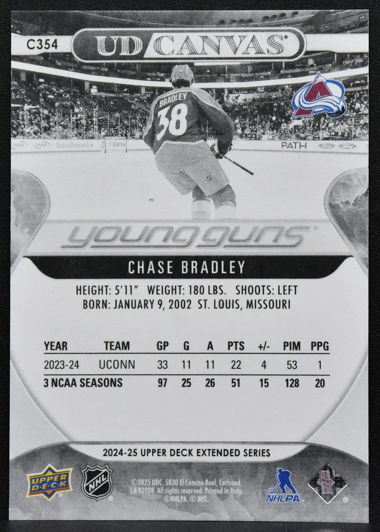 2024-25 UD Extended Series UD Canvas Young Guns Black Chase Bradley RC 7657