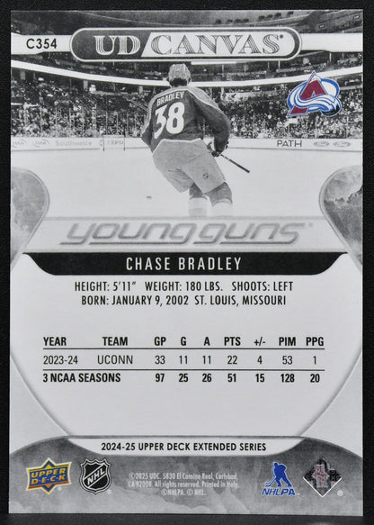 2024-25 UD Extended Series UD Canvas Young Guns Black Chase Bradley RC 7657