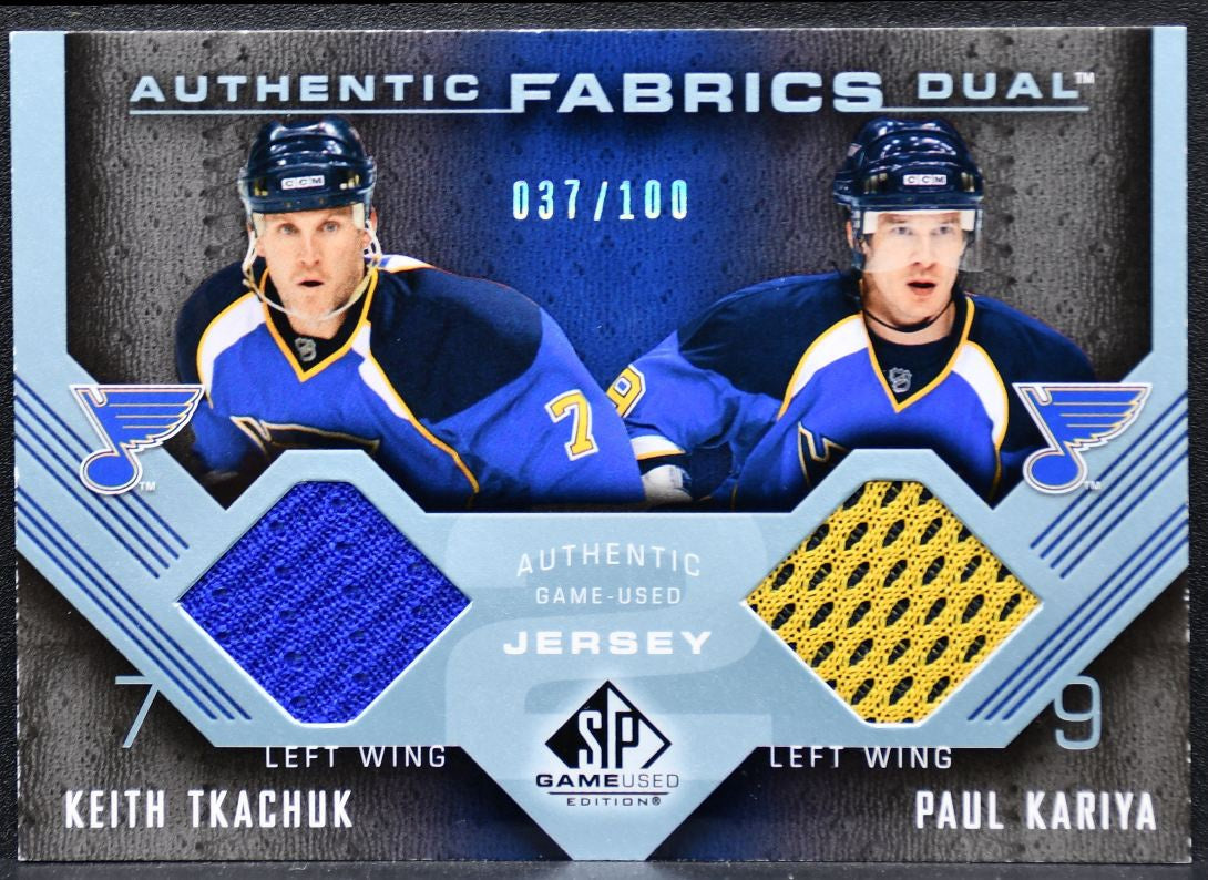 2007-08 SP Game Used Authentic Fabrics Duals Kariya/Tkachuk /100 Jersey 2233