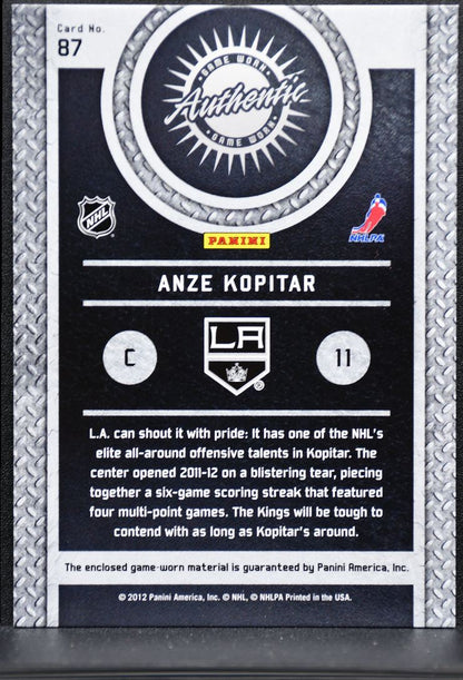 2011-12 Panini Titanium Game-Worn Gear Anze Kopitar 87 Jersey 7994