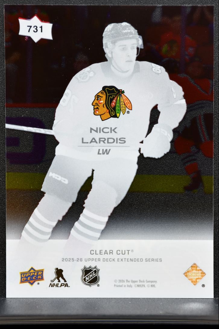 2025-26 UD Extended Series Young Guns Clear Cut Nick Lardis Blackhawks RC 1464