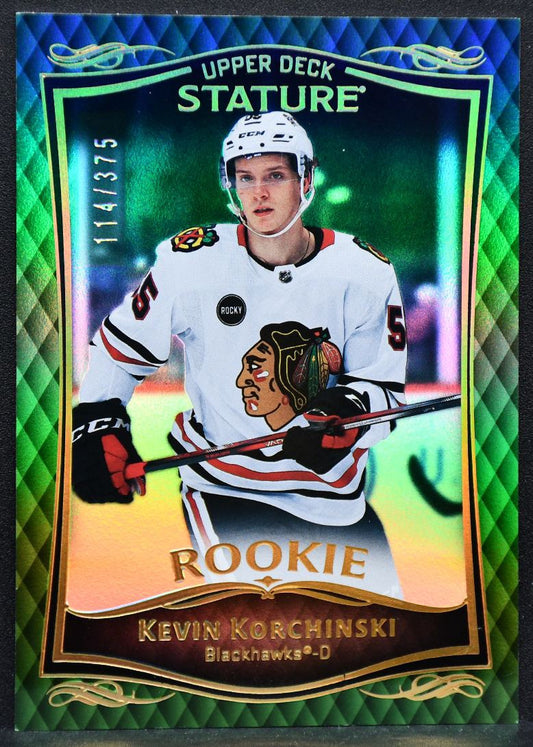 23-24 UD Stature Rookie Green Kevin Korchinski 46 Chicago Blackhawks RC 114/375 2196