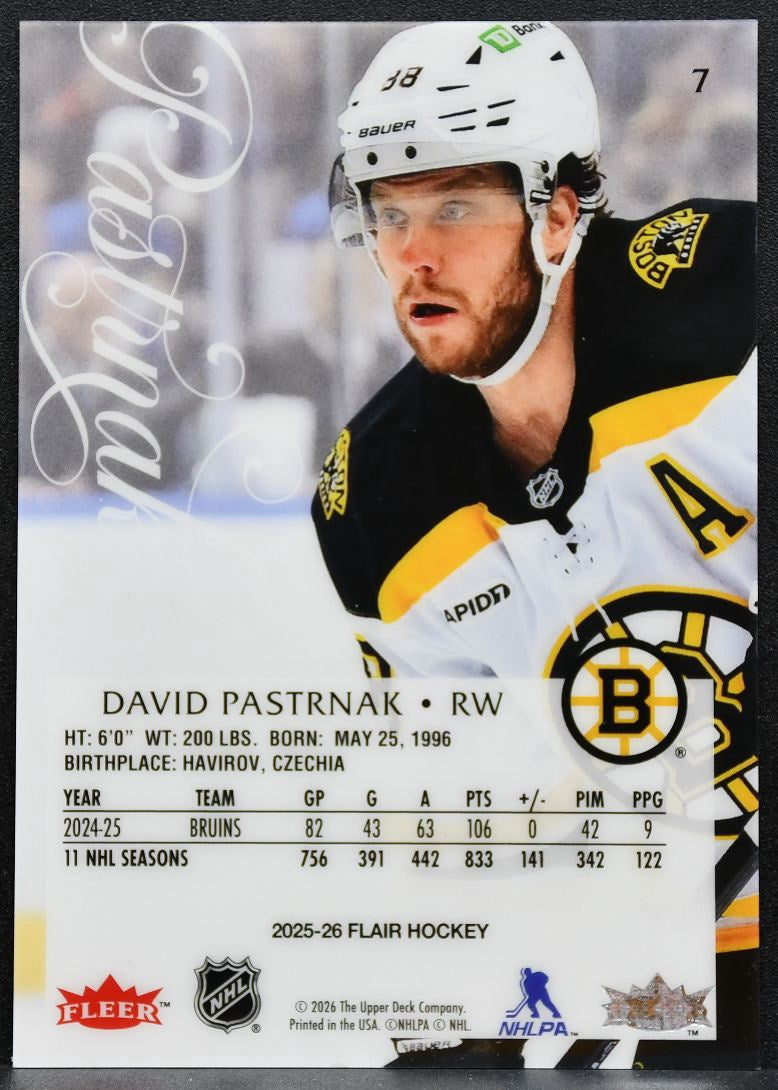 2025-26 Flair David Pastrnak 7 Boston Bruins 4131