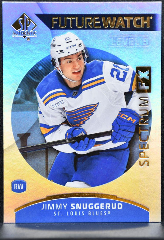 2025-26 SP Authentic Future Watch Level 3 Spectrum FX Snuggerud Blues RC 3702
