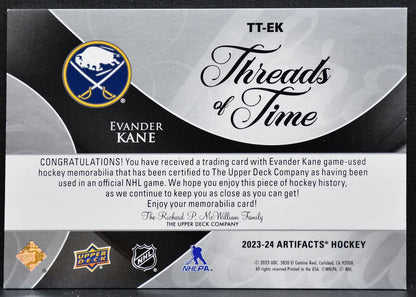 2023-24 Upper Deck Artifacts Threads of Time Evander Kane Sabres Jersey 4560