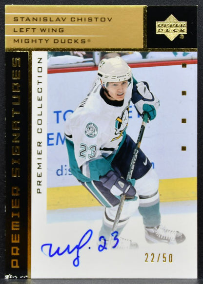 2002-03 UD Premier Collection Gold Chistov Anaheim Mighty Ducks Auto 22/50 0652
