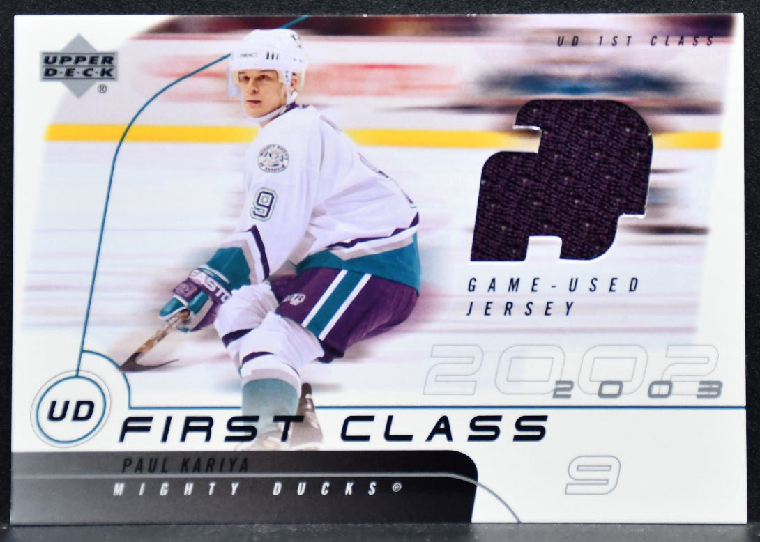 2002-03 Upper Deck First Class Jersey Paul Kariya UD-PK Mighty Ducks Jersey 5719