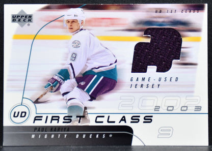 2002-03 Upper Deck First Class Jersey Paul Kariya UD-PK Mighty Ducks Jersey 5719
