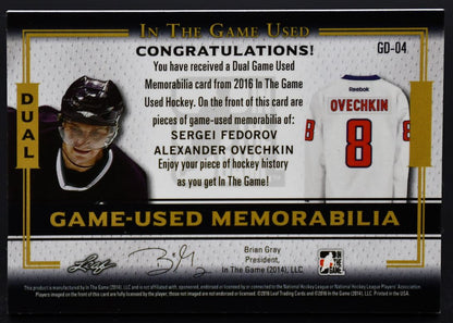 Maillot 2016-17 Leaf In The Game utilisé lors de deux matchs Fedorov/Ovechkin /45