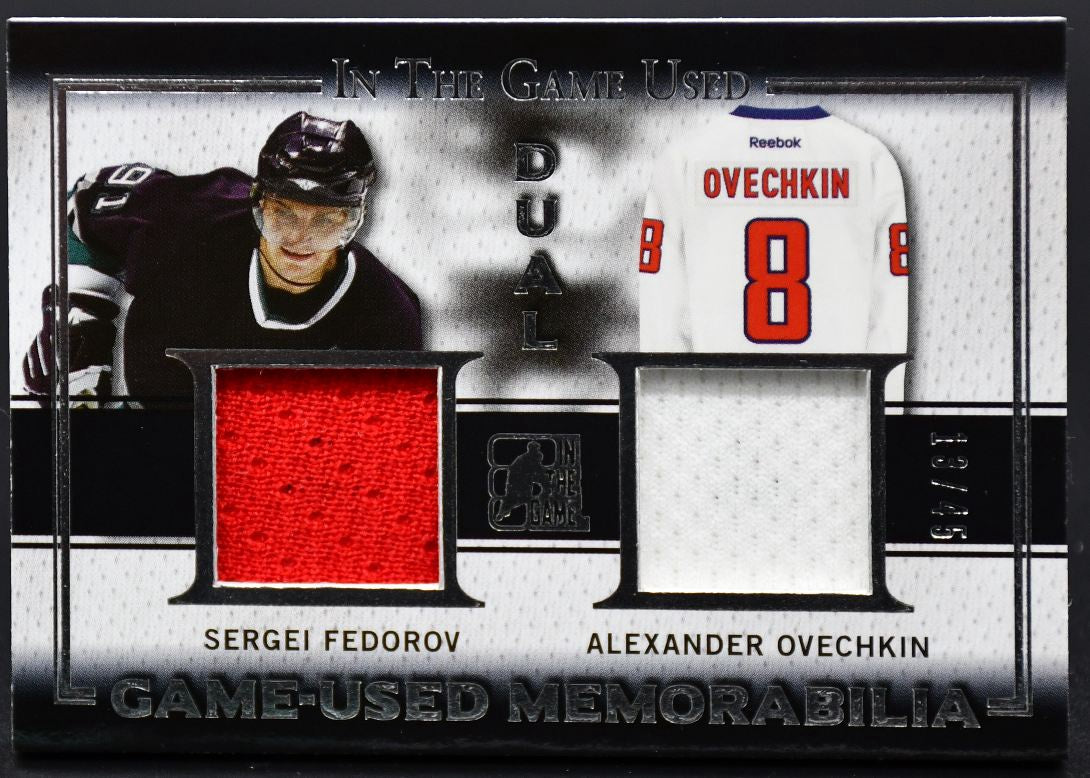 Maillot 2016-17 Leaf In The Game utilisé lors de deux matchs Fedorov/Ovechkin /45