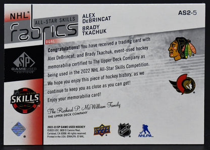 2022-23 SP Game Used 2022 NHL Duals DeBrincat / Tkachuk Blackhawks Jersey
