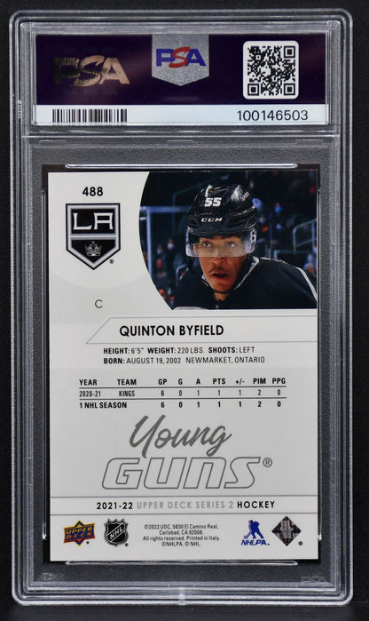 2021-22 UD Series 2 Young Guns Quinton Byfield 488 PSA 10 RC #1