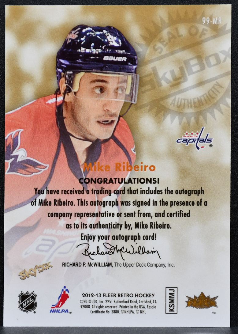 2012-13 Fleer Retro Autographics 1999 Mike Ribeiro 99-MR Capitals Auto 2141