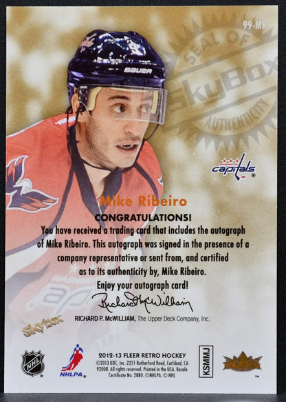 2012-13 Fleer Retro Autographics 1999 Mike Ribeiro 99-MR Capitals Auto 2141
