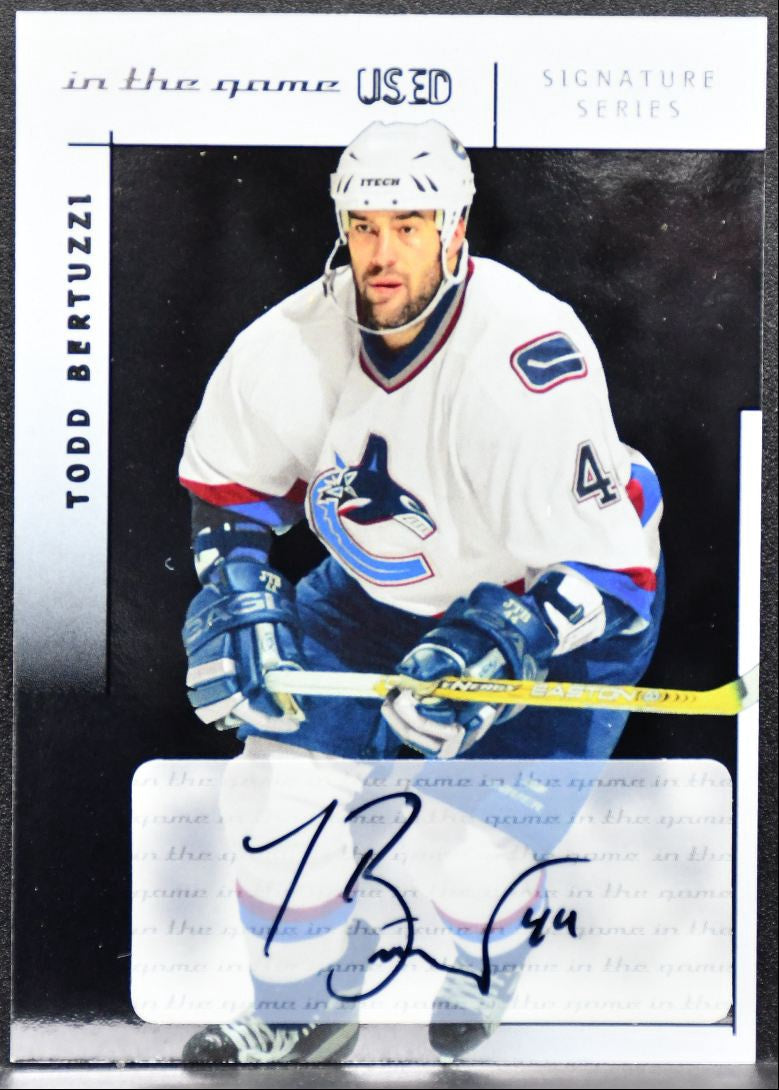 2003-04 In The Game Used Signature Series Auto Todd Bertuzzi Canucks Auto 0048