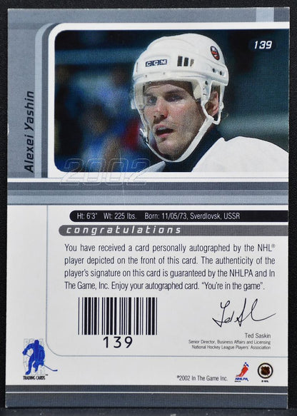 2002-03 Be a Player Signature Series Autograph Alexei Yashin Islanders Auto 1087