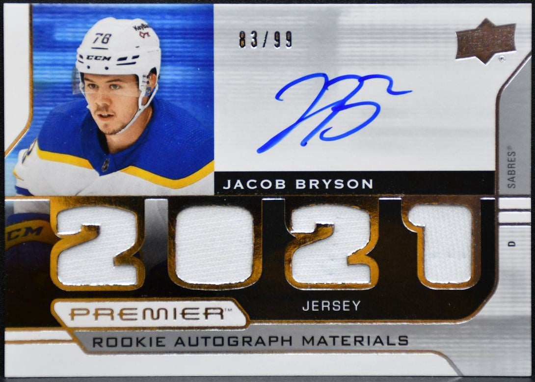 2021-22 UD Premier 2021 Rookie Auto Mat Bryson Sabres RC Auto /99 Jersey 4465