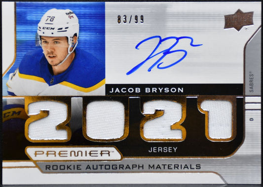 2021-22 UD Premier 2021 Rookie Auto Mat Bryson Sabres RC Auto /99 Jersey 4465