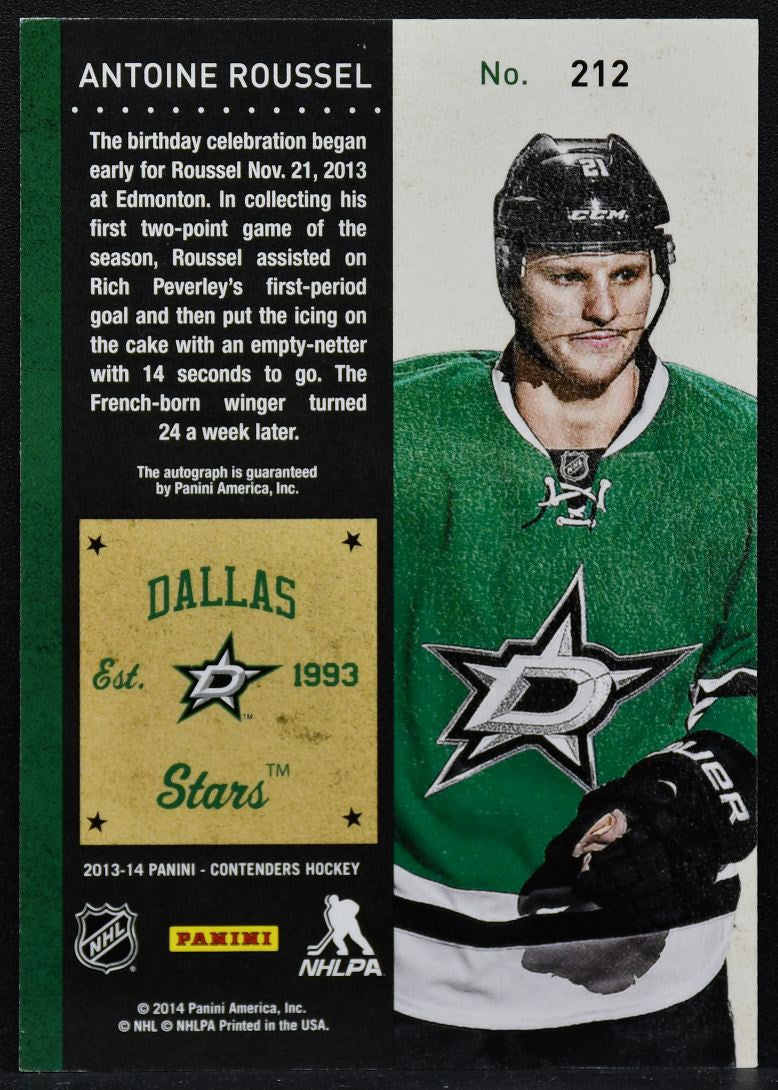 2013-14 Panini Contenders Antoine Roussel 212 Dallas Stars RC Auto 2729