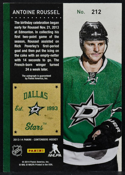 2013-14 Panini Contenders Antoine Roussel 212 Dallas Stars RC Auto 2729