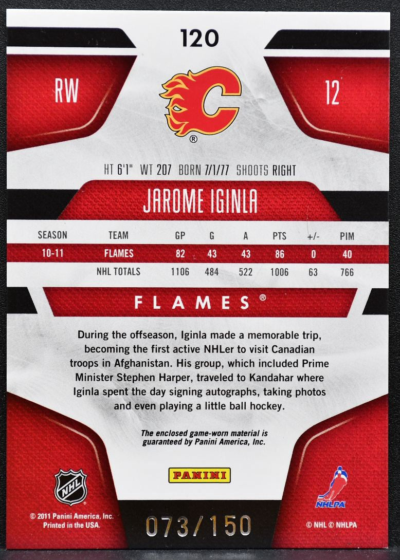 2011-12 Panini Certified Mirror Red Materials Dual Jarome Iginla Jersey 2417