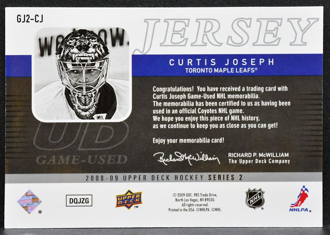 2008-09 UD Series 2 UD Game Jerseys Curtis Joseph GJ2-CJ Maple Leafs Jersey 1458