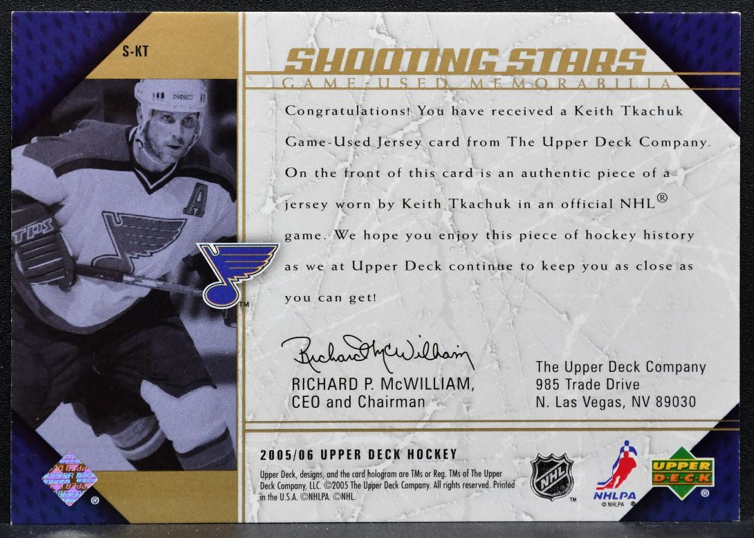 2005-06 Upper Deck Shooting Stars Keith Tkachuk S-KT St. Louis Blues Jersey 4008