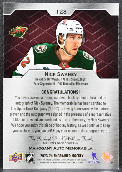 2023-24 Engrained Rookie Mahogany Auto Memorabila Nick Swaney RC Auto Patch 5756