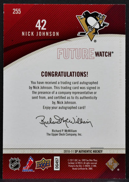 2010-11 SP Authentic Future Watch Auto Nick Johnson RC Auto 955/999 7066