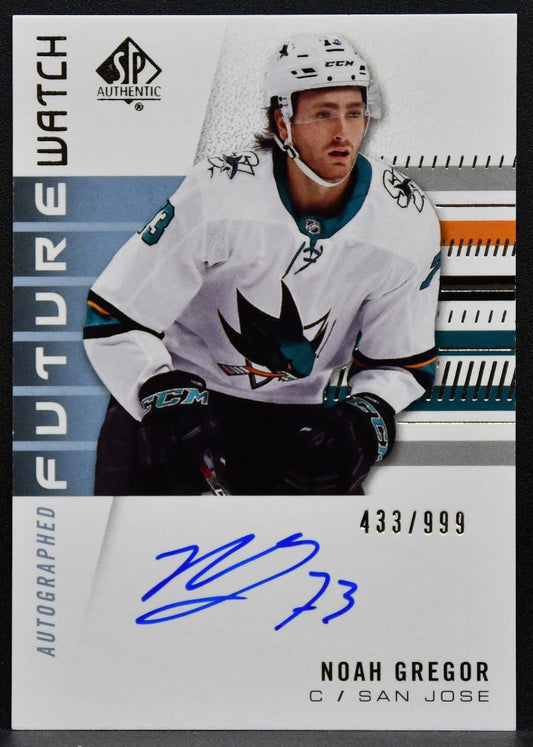 2019-20 SP Authentic Future Watch Auto Noah Gregor Sharks RC Auto 433/999 7309