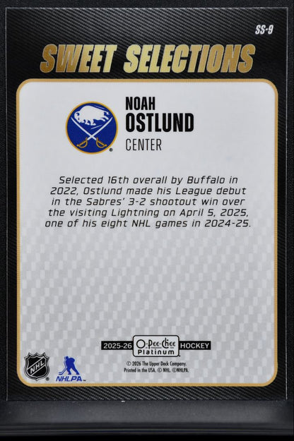 2025-26 O-Pee-Chee Platinum Sweet Selections Noah Ostlund Buffalo Sabres RC 4410