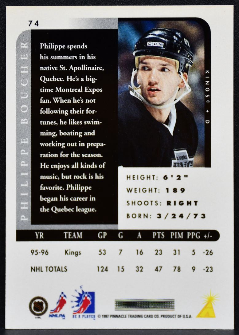 1996-97 Pinnacle Be a Player Auto Philippe Boucher 74 Kings Auto 2773