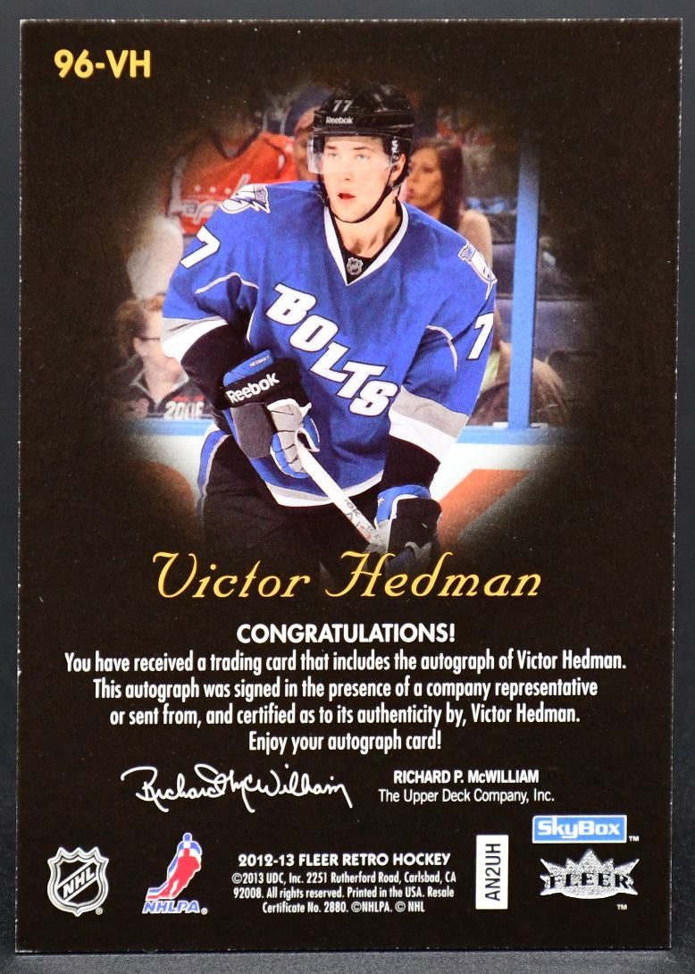2012-13 Fleer Retro Autographics Victor Hedman 96-VH Auto