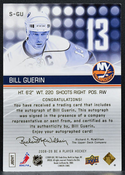 2008-09 Upper Deck Be a Player Signatures Bill Guerin S-GU Islanders Auto 7583
