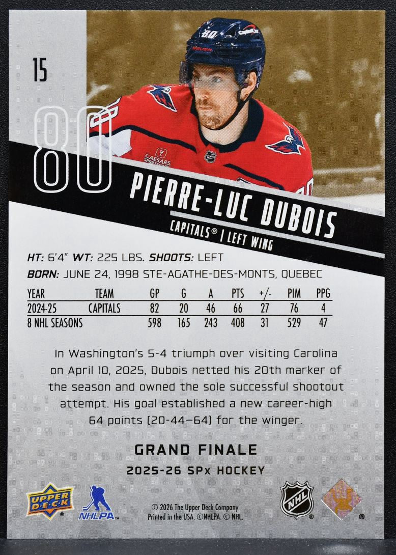 2025-26 SPx Grand Finale Pierre-Luc Dubois 15 Washington Capitals 33/50 7962