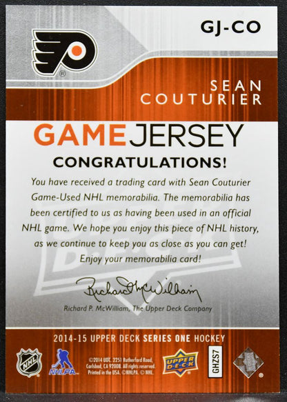 2014-15 Upper Deck Series 1 Game Jerseys Sean Couturier GJ-CO Flyers Jersey 9462