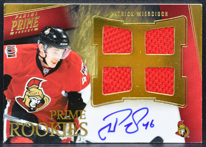 2011-12 Panini Prime Patrick Wiercioch 145 Senators RC Auto 019/199 Jersey 6542