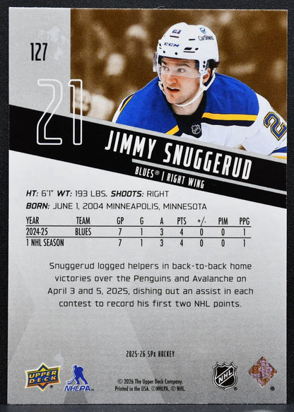 2025-26 SPx Rookies Jimmy Snuggerud 127 St. Louis Blues RC 0016