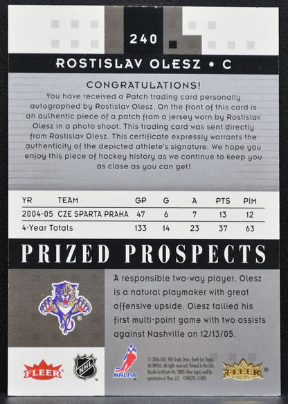 2005-06 Fleer Hot Prospects Prized Patch Auto Olesz RC Auto 260/349 Jersey 2497