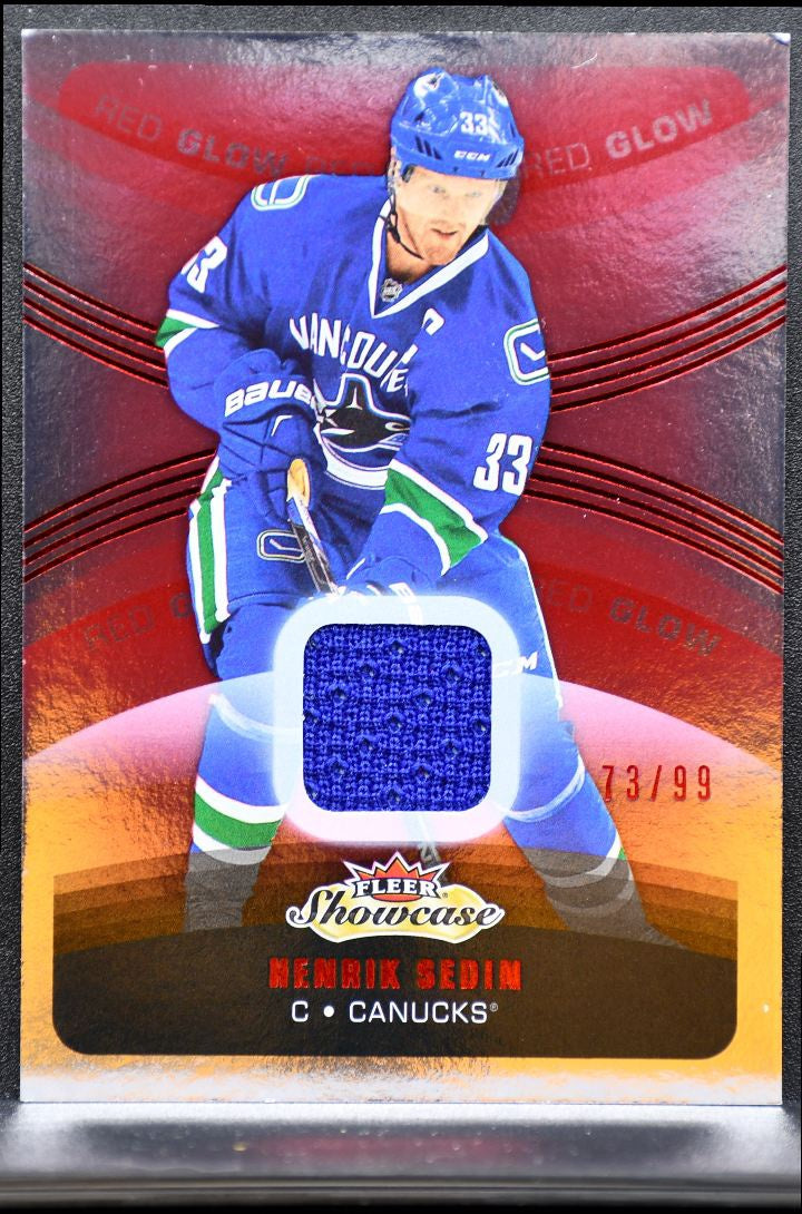 2015-16 Fleer Showcase Jersey Red Glow Henrik Sedin 42 Canucks 73/99 Jersey 9638